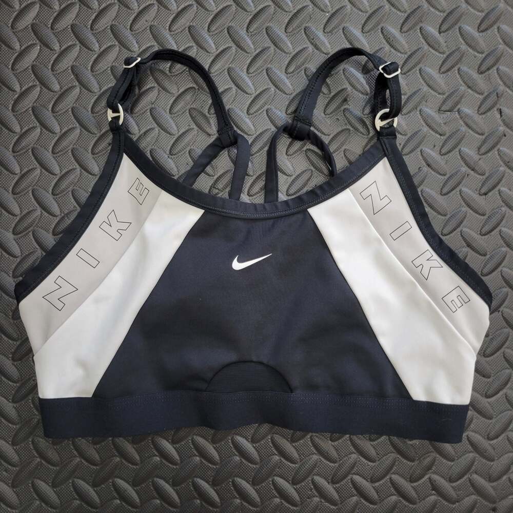 Nike Women's Sports Bra Black Large Strappy Racerback Dri-FIT Athletic